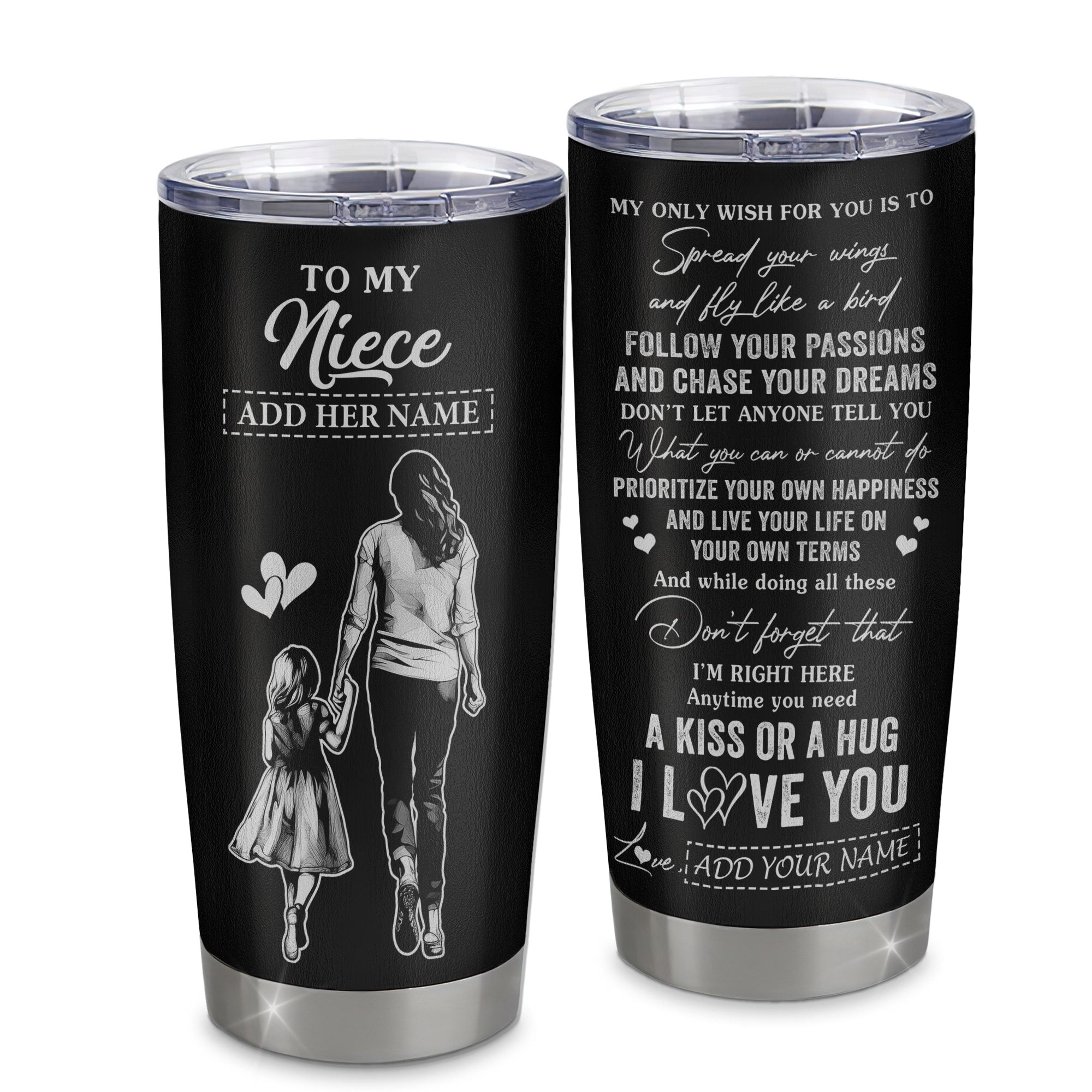 Personalized To My Niece Gifts Tumbler From Aunt Auntie My Only Wish For You Niece Birthday Gifts Graduation Gift