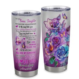 Personalized To My Bonus Daughter From Stepmom Stainless Steel Tumbler Cup Wherever Your Journey In Life Butterfly Stepdaughter Graduation Gift