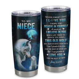 Personalized To My Niece Tumbler From Aunt Uncle Stainless Steel Cup This Old Wolf Love Niece Birthday Gifts Graduation Gift
