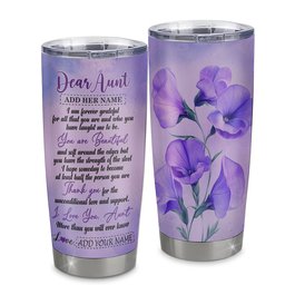 Personalized To My Aunt Gifts From Niece Nephew Tumbler Flower You Are Beautiful Gifts For Aunt Mothers Day Birthday Gift