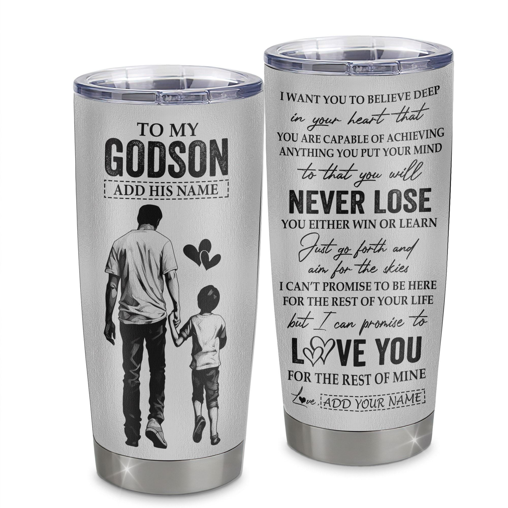 Personalized To My Godson Tumbler You Will Never Lose From Godfather Uncle Godson Birthday Gifts Graduation Gift