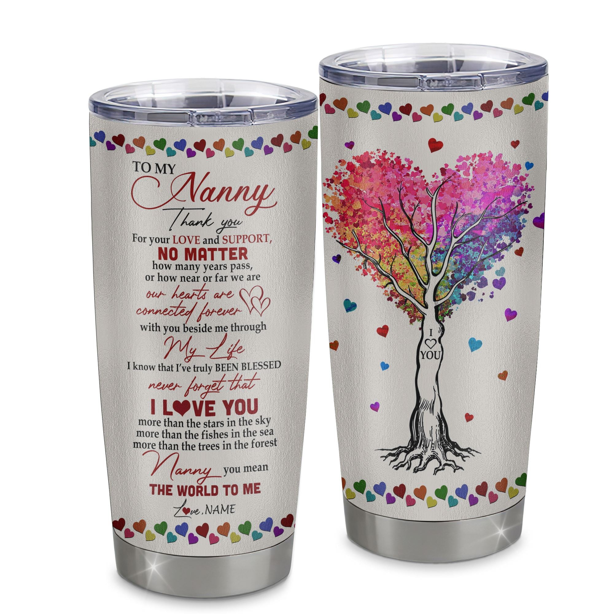 Personalized Nanny From Kids Stainless Steel Tumbler Cup Never Forget I Love You You Mean The World To Me Nanny Mothers Day Birthday Gift