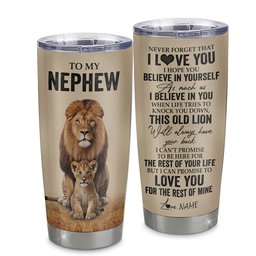 Personalized To My Grandson Tumbler From Grandpa Papa Lion Stainless Steel Cup Never Forget That I Love You Grandson Birthday Gifts Gift