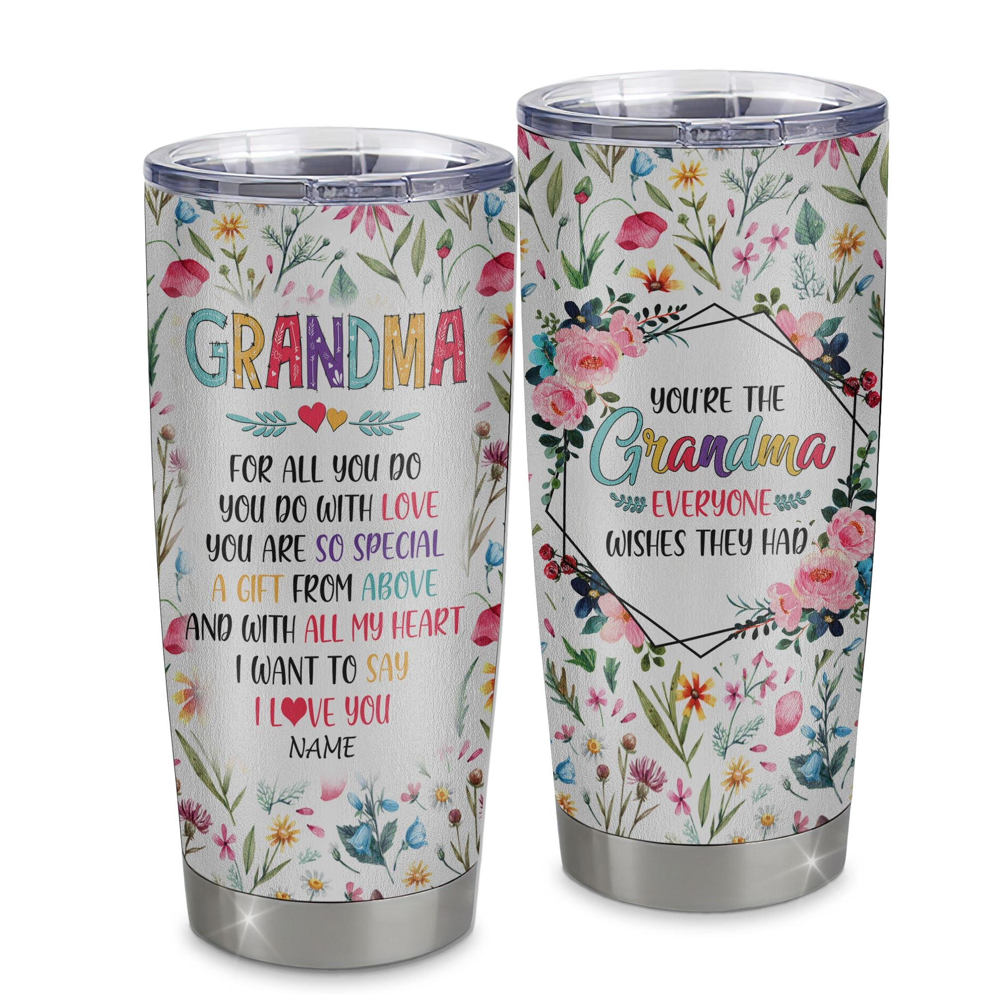 Personalized Grandma From Granddaughter Grandson Stainless Steel Tumbler Cup You Are So Special I Love You Grandma Mothers Day Birthday Gift