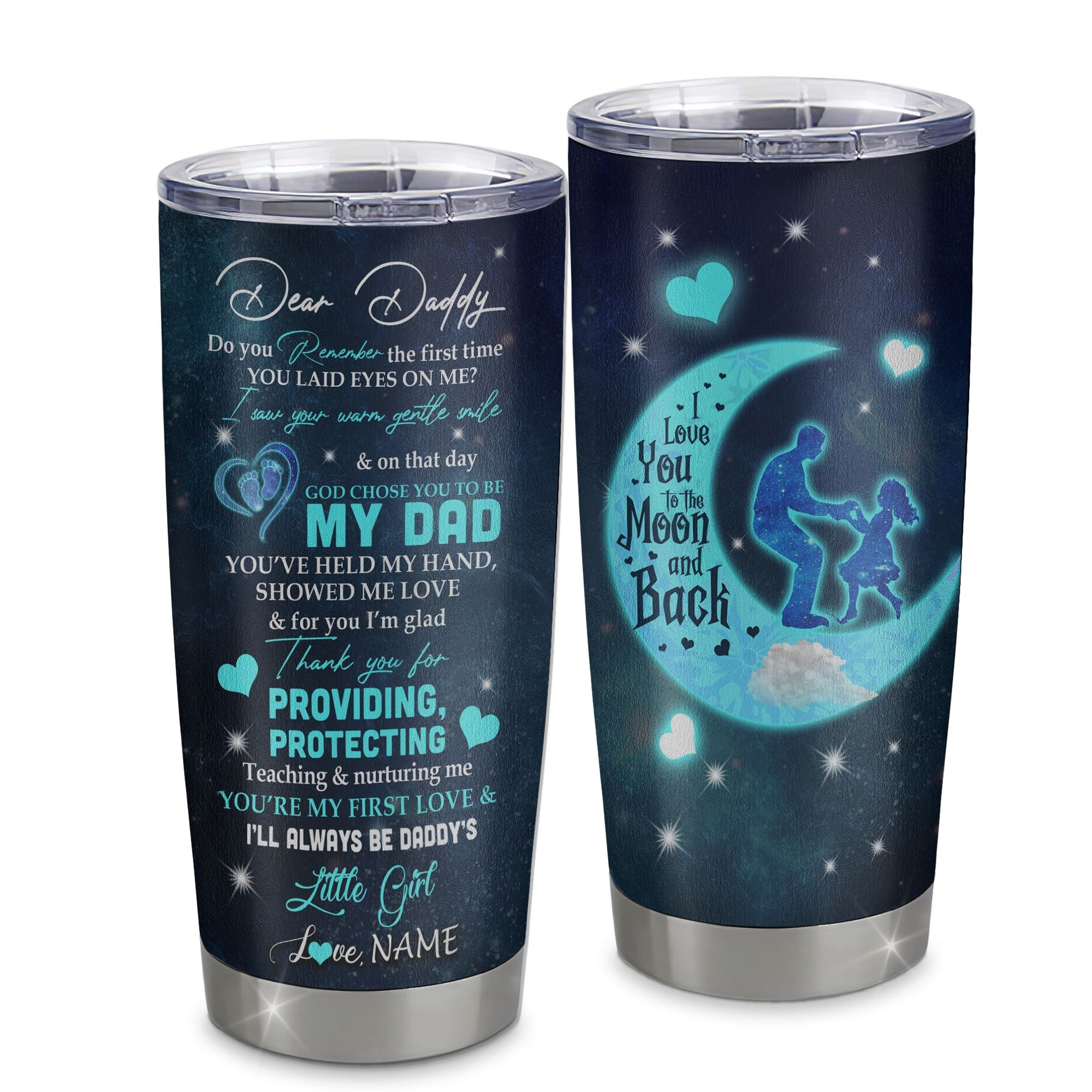 Personalized Dear Daddy Tumbler From Daughter Stainless Steel Cup God Chose You To Be My Dad I Love You Dad Birthday Fathers Day Gift