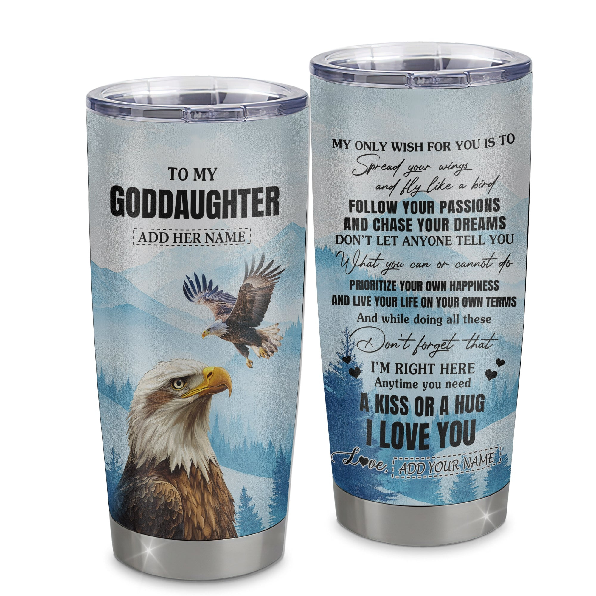 Personalized To My Goddaughter Gifts Tumbler From Godmother Eagle My Only Wish For You Goddaughter Birthday Gifts Graduation Gift