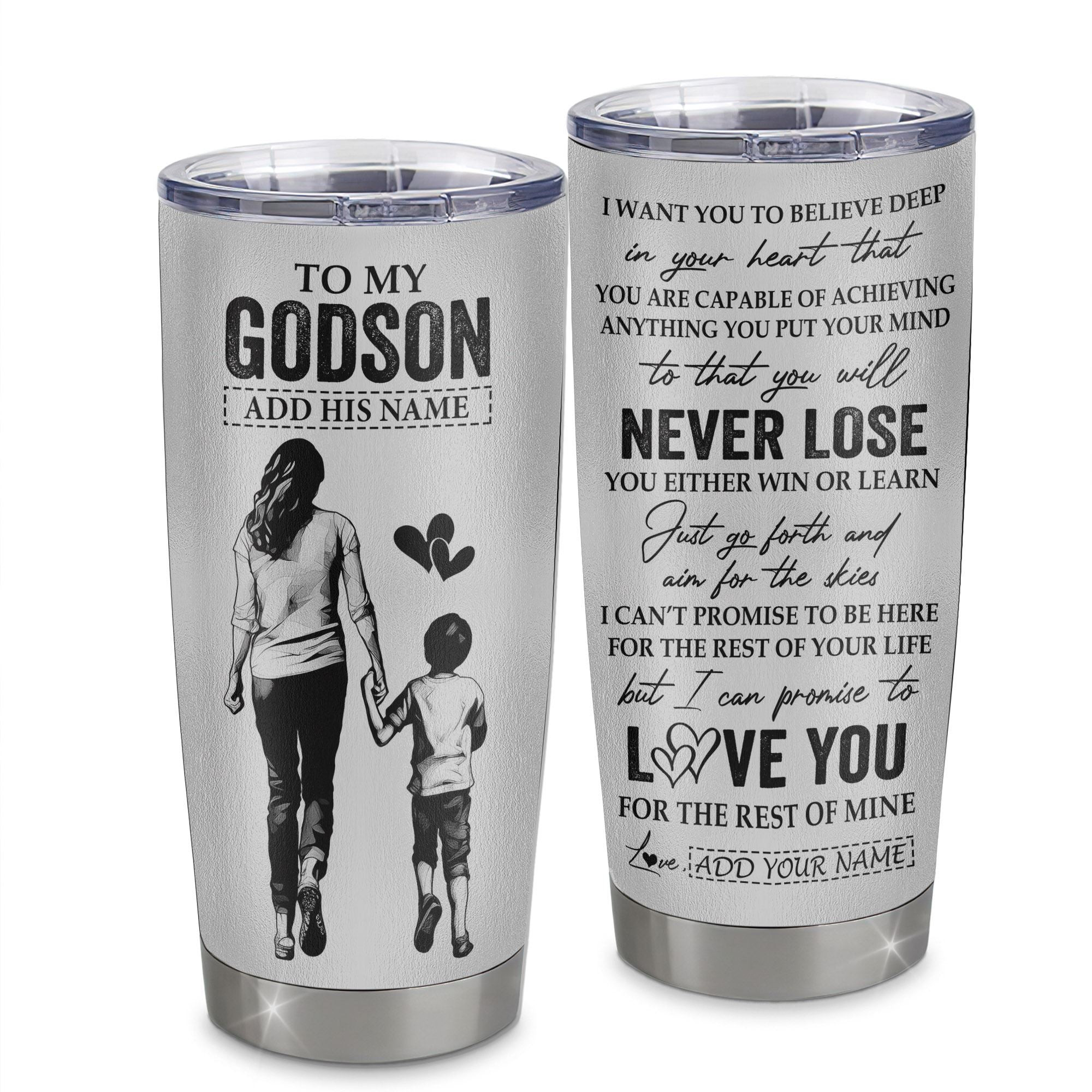 Personalized To My Godson Tumbler You Will Never Lose From Godmother Aunt Godson Birthday Gifts Graduation Gift