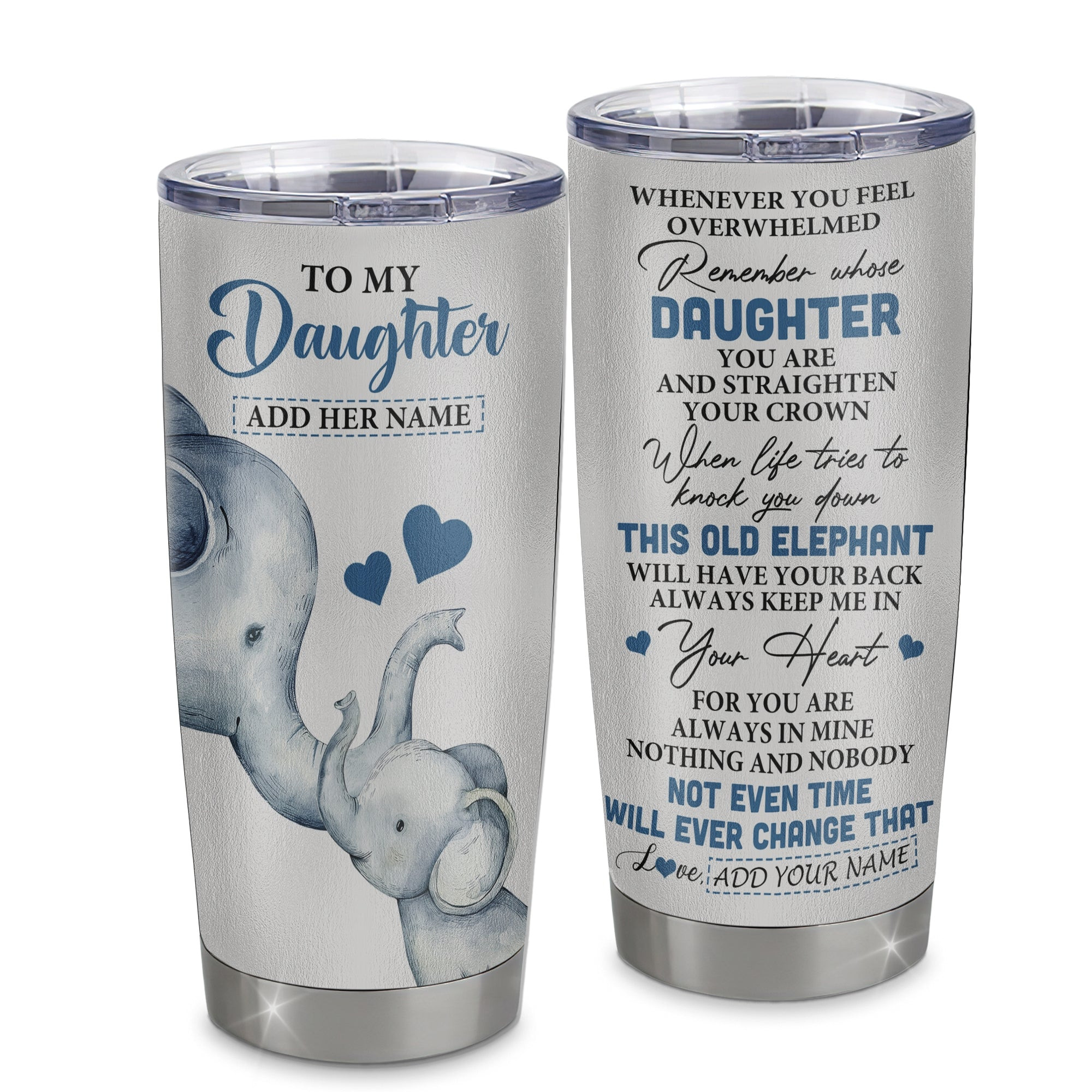 Personalized To My Daughter Gifts Tumbler From Mom Dad Whenever Elephant Unique Birthday Gifts For Daughter