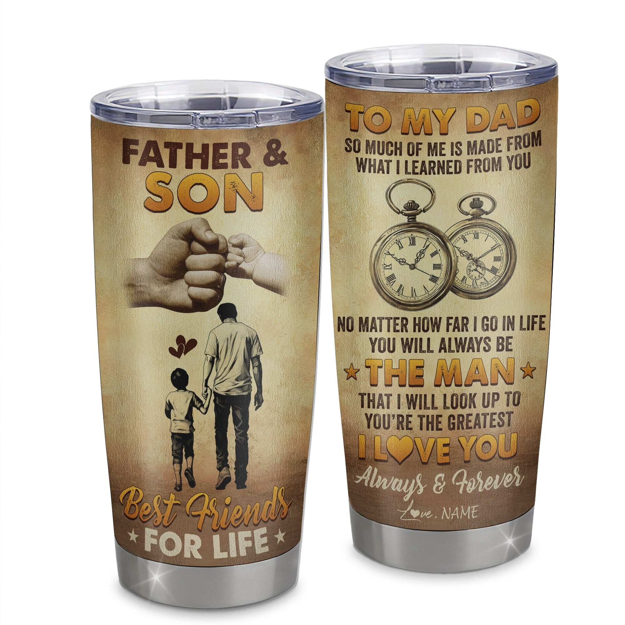 Personalized To My Dad Tumbler From Son Stainless Steel Cup Father And Son Best Friend For Life Dad Birthday Fathers Day Gift