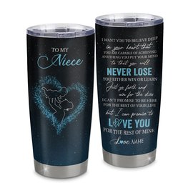 Personalized To My Niece Tumbler From Aunt Auntie Stainless Steel Cup Promise To Love You Niece Birthday Graduation Gift