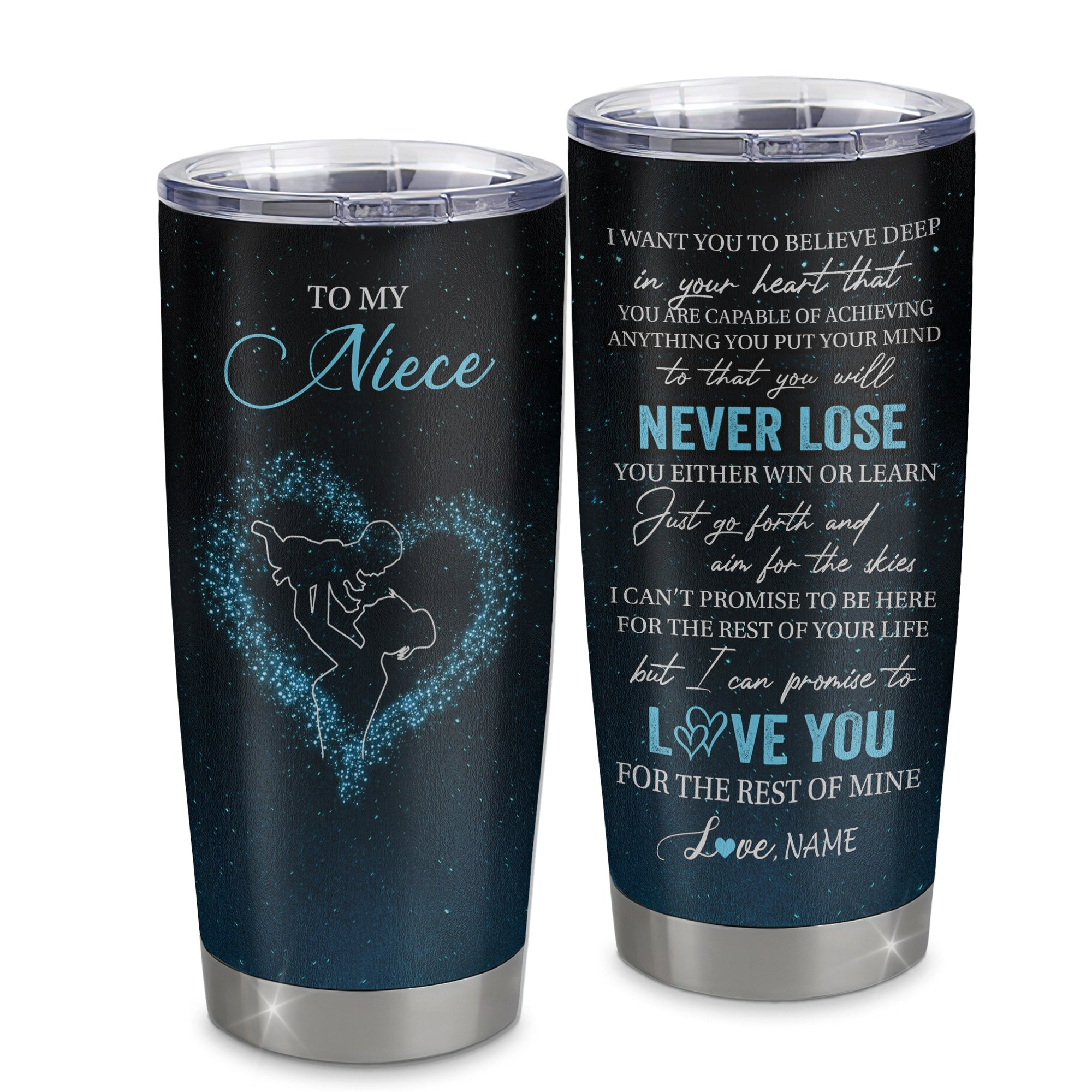 Personalized To My Niece Tumbler From Aunt Auntie Stainless Steel Cup Promise To Love You Niece Birthday Graduation Gift