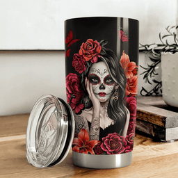 Sugar Skull Tumbler Stainless Steel Insulated Cup Cute Mothers Day Gifts