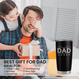 Five-star Dad Tumbler with Lid Best Dad Insulated Stainless Steel Mug Fathers Day Gift From Daughter