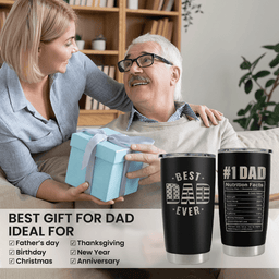 Best Dad Ever Tumbler Dad Nutrition Facts Insulated Stainless Steel Mug Fathers Day Gift From Daughter