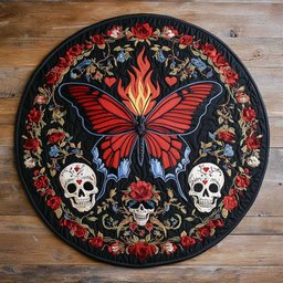 Skull Butterfly WN2504041CL Quilted Round Mat