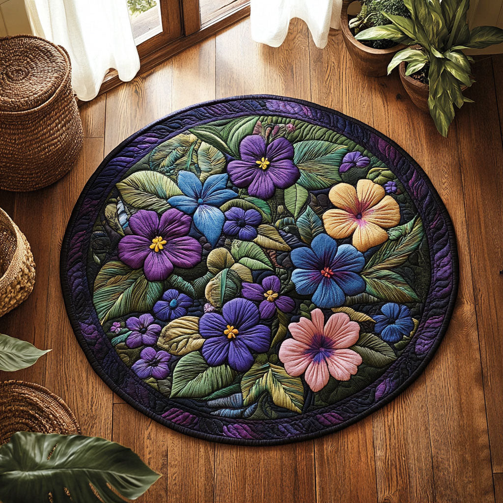 Purple Garden WY0905039CL Quilted Round Mat