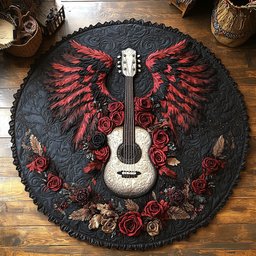 Guitar Mystic Wings WY0905029CL Quilted Round Mat