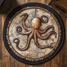 Oceanic Octopus WN0905027CL Quilted Round Mat