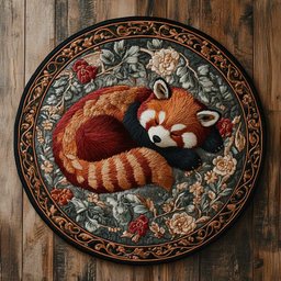 Vintage Red Panda WN2504050CL Quilted Round Mat