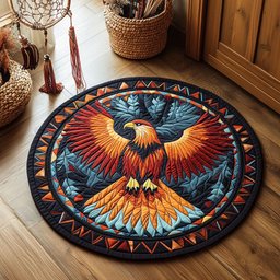 Vibrant Eagle WY2204039CL Quilted Round Mat