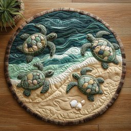 Shelled Serenity CM1704005CL Quilted Round Mat