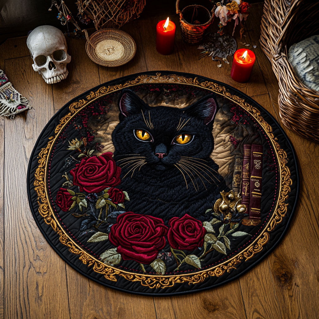 Mystic Rose Cat WY0905033CL Quilted Round Mat