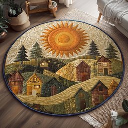 Whimsical Storybook Village WJ2304051CL Quilted Round Mat