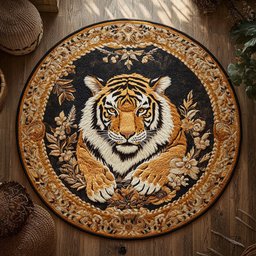 Glorious Royal Tiger WY0905028CL Quilted Round Mat