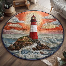 Coastal Lighthouse WJ2304042CL Quilted Round Mat