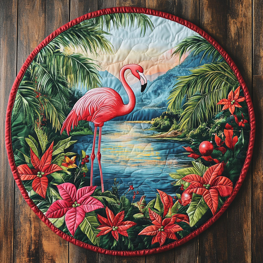 Blooming Flamingo CW2904029CL Quilted Round Mat