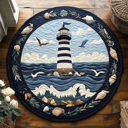 Lighthouse Waves WY2203050CL Quilted Round Mat