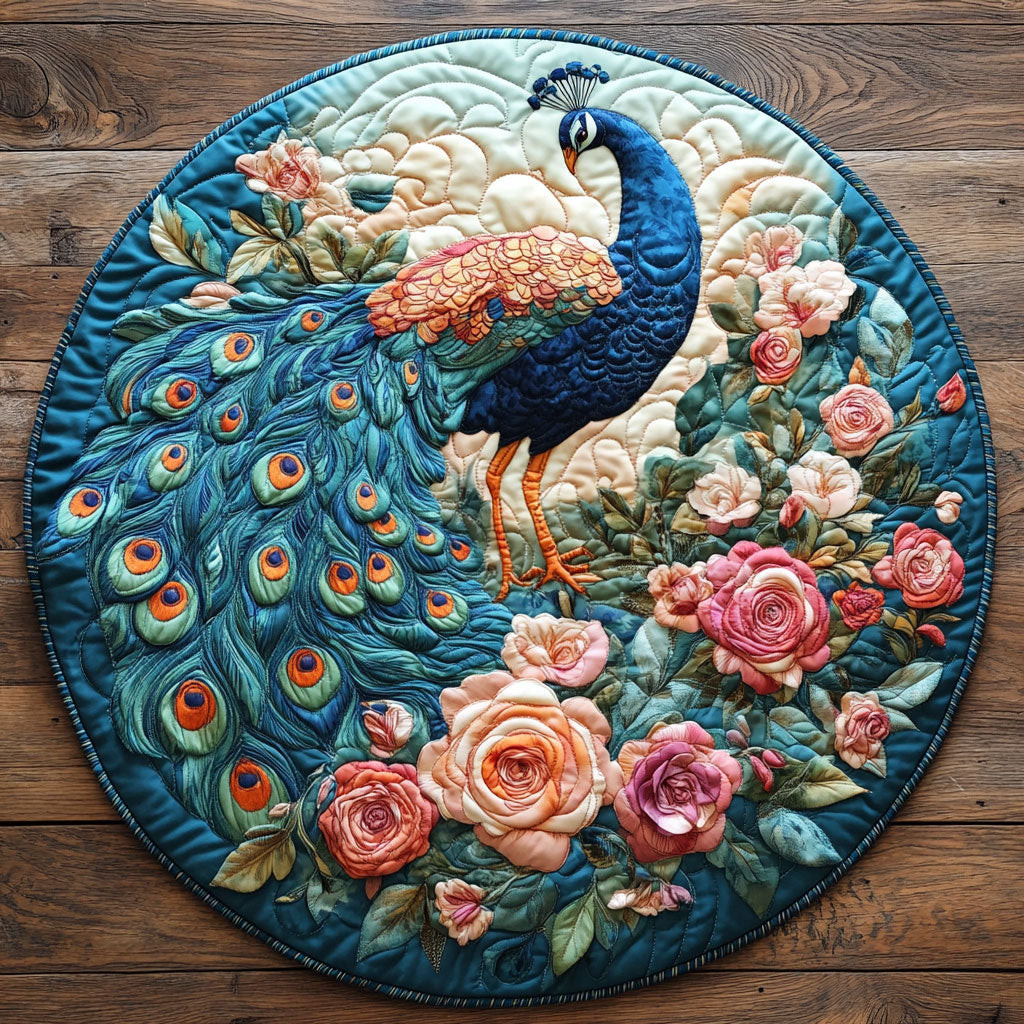Floral Peacock CW2904034CL Quilted Round Mat