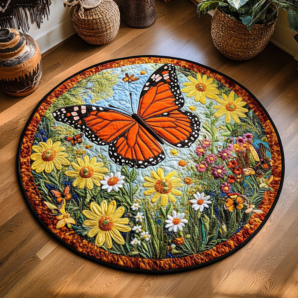 Monarch Bloom WY0805022CL Quilted Round Mat