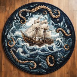 Vintage Ship Legends WN0805098CL Quilted Round Mat