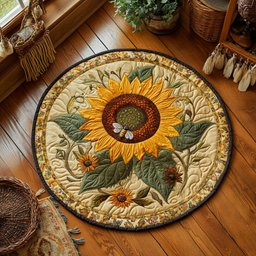 Sunny Bloom WY0605013CL Quilted Round Mat