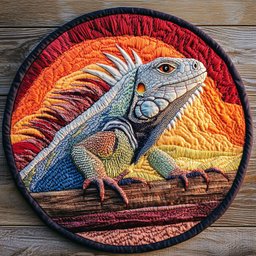 Charming  Iguana CP0505022CL Quilt Round Mat