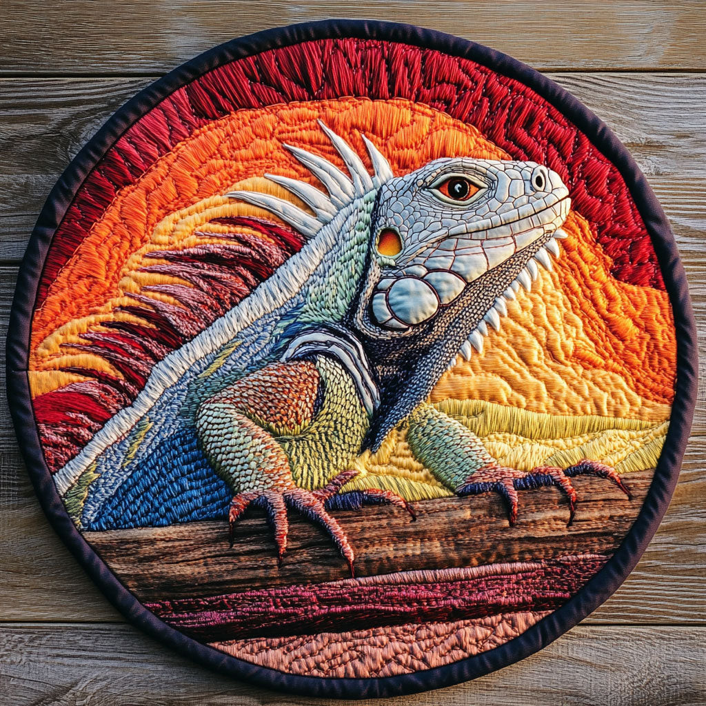 Charming  Iguana CP0505022CL Quilt Round Mat