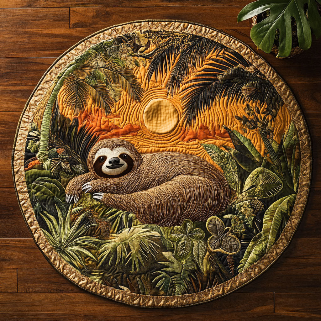 Summer Sloth CM06050013CL Quilted Round Mat
