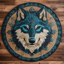 Teal Wolf CP0605011CL Quilt Round Mat