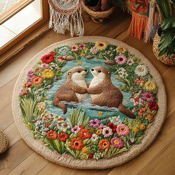 Otter Bloom WY0805023CL Quilted Round Mat
