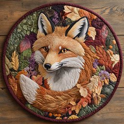 Adorable Fox CQ0605019CL Quilted Round Mat