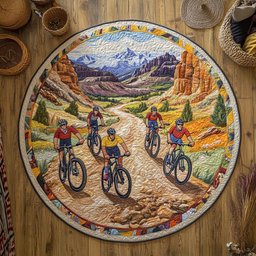 Bicycle Trip WY0805011CL Quilted Round Mat