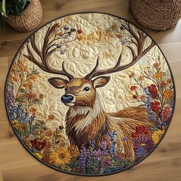 Woodland Majestic Deer WJ2304053CL Quilted Round Mat