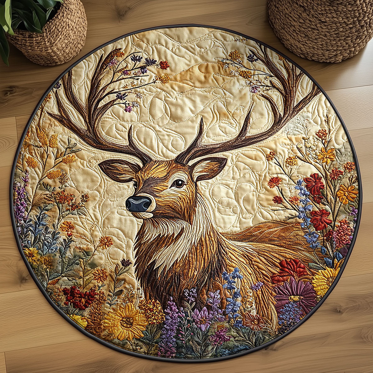 Woodland Majestic Deer WJ2304053CL Quilted Round Mat