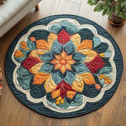 Flower Mandala Pattern WX0605021CL Quilted Round Mat