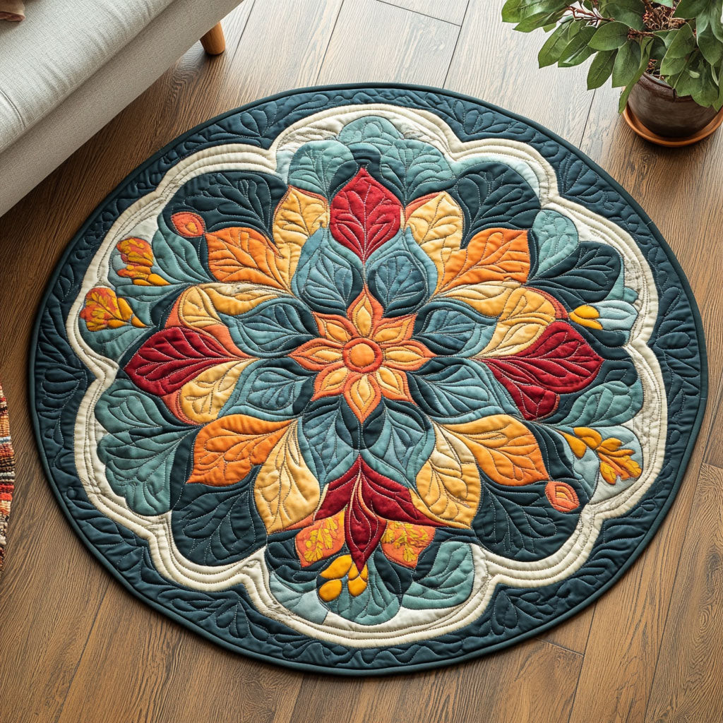Flower Mandala Pattern WX0605021CL Quilted Round Mat