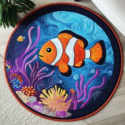 Orange Fish WX0605038CL Quilted Round Mat