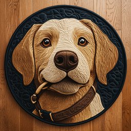 Labrador Playful CP0505019CL Quilt Round Mat