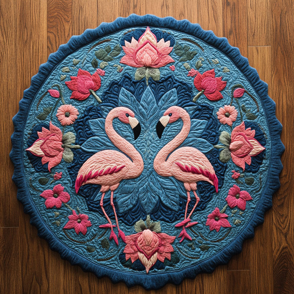 Flamingo Bloom CP0805019CL Quilted Round Mat