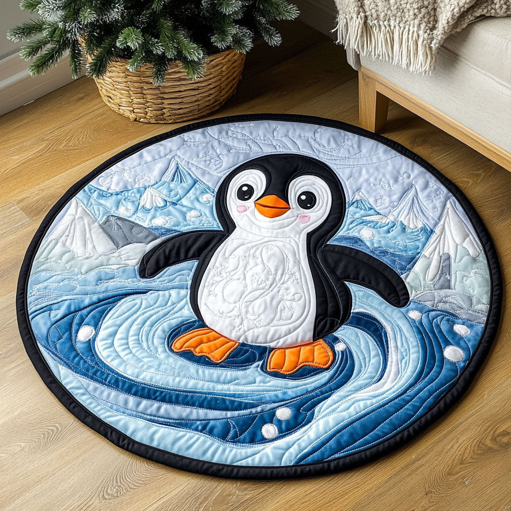 Adorable Penguin WX0605002CL Quilted Round Mat